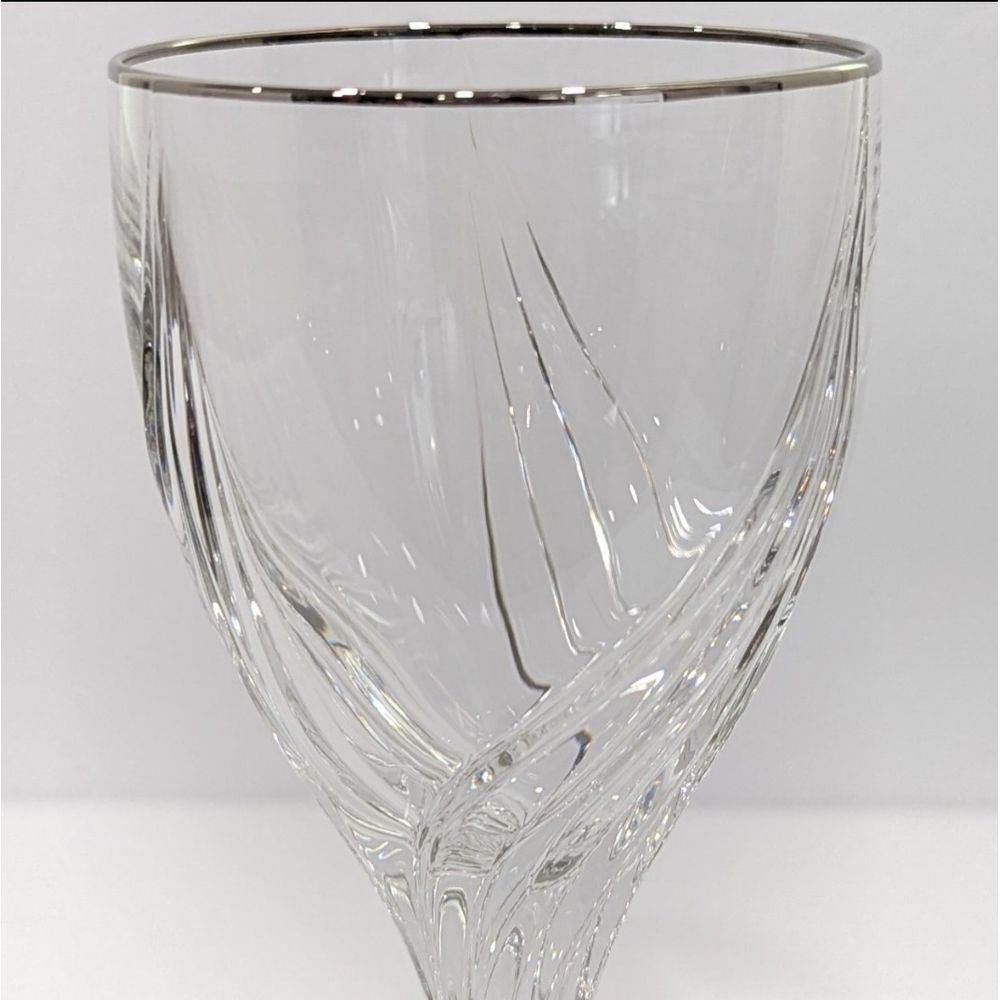 Lenox Debut Crystal Wine Glass Clear Platinum Rim‎ 7 3/8" Made In Germany